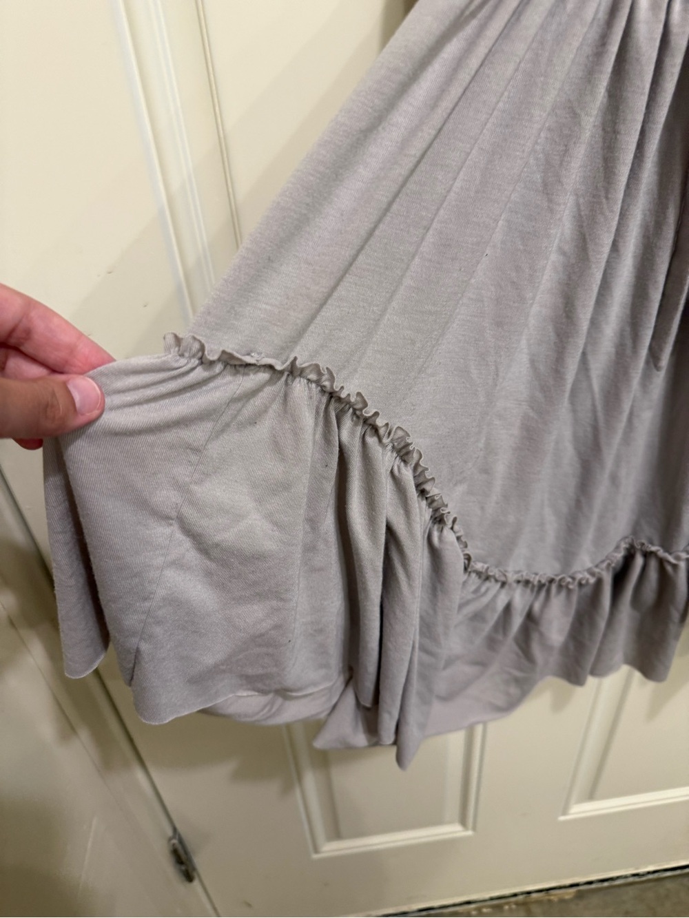 Joyfolie Adrianna Dress in Light Grey w/Ruffled Hem - Picture 6 of 7